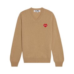 Пуловер Comme des Garçons PLAY Heart с V-образным вырезом, цвет Камел