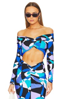 Топ The New Arrivals by Ilkyaz Ozel Wide Neck, цвет Psychedelic Blue