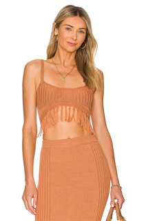 Топ Tularosa Marco Fringe Knit, коричневый