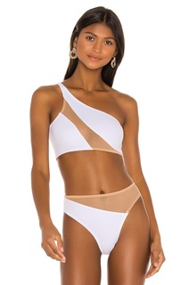 Топ бикини Norma Kamali Snake Mesh, цвет White &amp; Nude Mesh