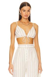 Топ MATTHEW BRUCH Triangle Tie Front Crop, цвет Natural Striped