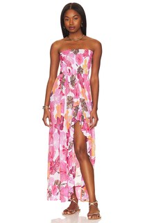 Платье макси Tiare Hawaii Eri, цвет Waimea Garden Pink Rust