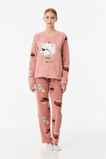 Пижамный комплект Polar с вышивкой Teddy Bear Fullamoda, сушеная роза