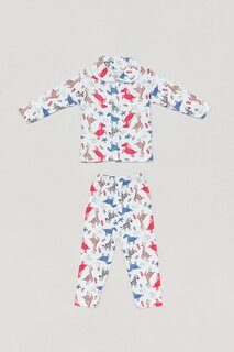 Пижамный комплект для девочек с детским воротником и принтом Fullamoda