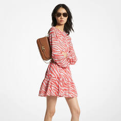 Платье Michael Michael Kors Zebra Print Cotton Lawn Cutout, розовый