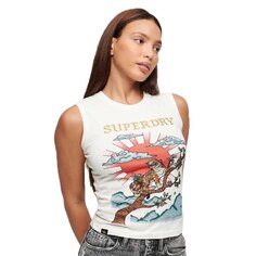 Футболка без рукавов Superdry Tattoo Rhinestone Tank, белый