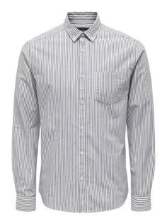 Рубашка на пуговицах стандартного кроя Only &amp; Sons Alvaro, серый/белый