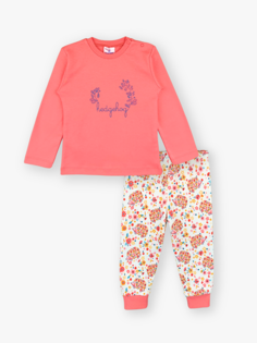 Пижамный комплект для маленьких девочек с круглым вырезом и длинными рукавами LUGGİ BABY, цветок граната