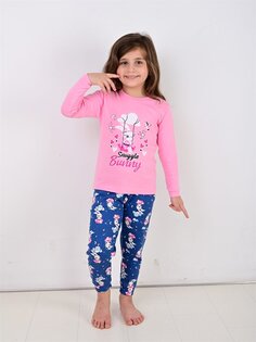 Пижамный комплект для маленьких девочек с круглым вырезом и принтом Vitmo Vitamin, розовый