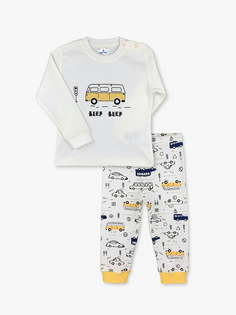 Пижамный комплект для маленьких мальчиков с круглым вырезом и длинными рукавами LUGGİ BABY, экрю