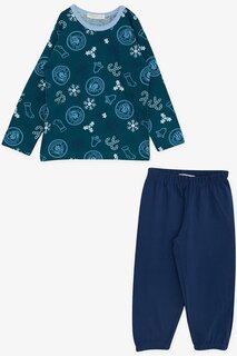 Пижамный комплект для мальчика, новогодняя тема, бензиново-зеленый (1–4 года) Breeze, масляно-зеленый