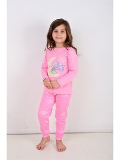 Пижамный комплект с круглым вырезом для маленьких девочек Vitmo Vitamin, темно-розовый