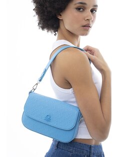 Женская сумка через плечо с кожаным принтом BENETTON, синий