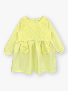 Платье для маленьких девочек с круглым вырезом и длинными рукавами LUGGİ BABY, желтый