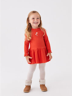 Платье для маленьких девочек с круглым вырезом и длинными рукавами с вышивкой Yami Mia, плитка