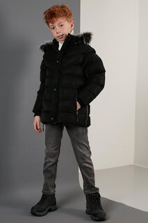 Плюшевая подкладка, воротник из искусственного меха, зимнее пальто со съемным капюшоном 5761906 Lela, черный
