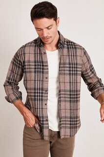 Приталенная зимняя рубашка в клетку с длинными рукавами CF21W112844 Buratti, бежевый