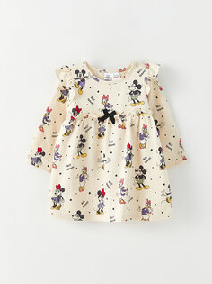 Хлопковое платье для маленьких девочек с воротником-поло и длинными рукавами с принтом Disney LCW baby