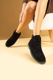 Женские ботинки Haşpapi на резиновой подошве с эластичной теплой подкладкой 024-974-23Замша Pembe Potin, черный