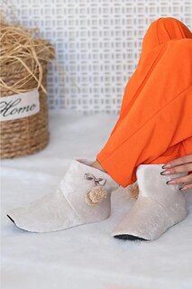 Женские домашние ботинки Polar Pompom с термоподошвой A098-20 Бежевый Pembe Potin