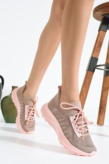 Женские кроссовки на сетчатой шнуровке с анатомической подошвой 36-155-23 Pembe Potin, пудрово-розовый