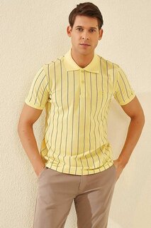 Мужская футболка поло в желтую полоску с короткими рукавами и стандартным воротником TOMMYLIFE