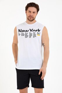 Мужская футболка стандартного кроя с круглым вырезом с принтом New York SPR22TS125 Süperlife, белый
