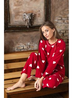 Женский пижамный комплект с круглым вырезом SUDE, красный