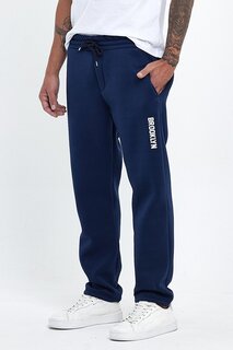 Мужские толстые спортивные штаны с флисовой подкладкой, 3 нити с принтом Brooklyn SPR24EA70 Süperlife, темно-синий