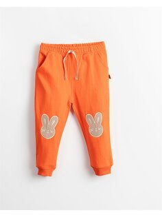 Спортивные штаны для маленьких девочек с принтом и эластичной резинкой на талии Mışıl Kids, апельсин