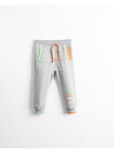 Спортивные штаны для маленьких мальчиков с принтом и эластичной резинкой на талии Mışıl Kids, серый меланж