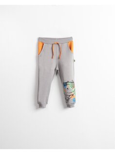 Спортивные штаны для маленьких мальчиков с принтом и эластичной резинкой на талии Mışıl Kids, темно-серый