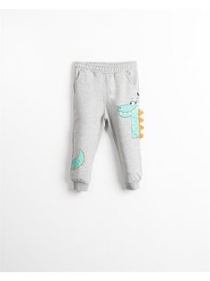 Спортивные штаны для маленьких мальчиков с принтом и эластичной резинкой на талии Mışıl Kids, серый