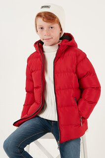 Зимнее пальто на плюшевой подкладке с капюшоном и карманами 5761911 Lela, красный