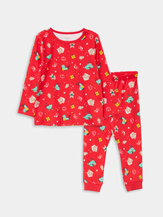 Новогодний пижамный комплект для мальчика с эластичной резинкой на талии LCW baby, яркий красный принт