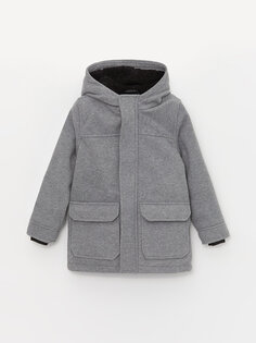 Кашемировое пальто с капюшоном для мальчика LCW Kids, антрацит меланж