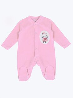 Комбинезон для маленьких девочек с круглым вырезом и длинными рукавами LUGGİ BABY, светло-розовый