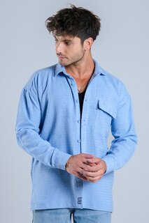Трикотажная рубашка оверсайз с одним карманом MAR Over22 Stilkombin, синий