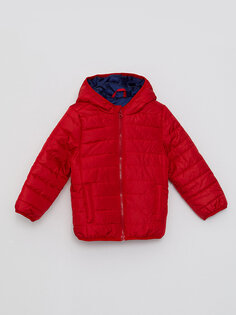 Пальто для маленьких мальчиков с капюшоном и длинными рукавами LCW baby, яркий красный