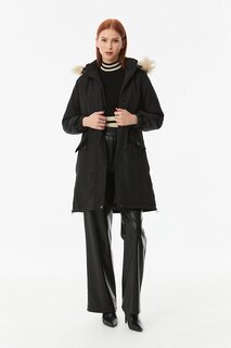 Длинное пальто с капюшоном и боковой молнией Fullamoda