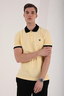 Желтая мужская футболка стандартного кроя с логотипом на груди и воротником-поло TOMMYLIFE