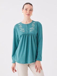 Женская блузка с круглым вырезом CALİMERA MODA, зеленый зеленый