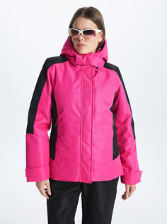 Женская лыжная куртка с цветными блоками и капюшоном с длинным рукавом LCW Active