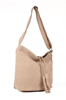 Женская повседневная сумка через плечо из мягкой двусторонней нубуковой ткани (10409) Luwwe Bags, бежево-норка