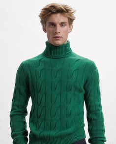 Мужской вязаный свитер с высоким воротником, эластичными трикотажными манжетами и нижним краем Ecoalf, зеленый