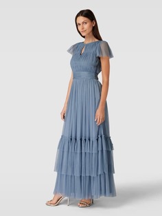 Вечернее платье с вырезом-капляйкой LACE &amp; BEADS, дымчатый синий