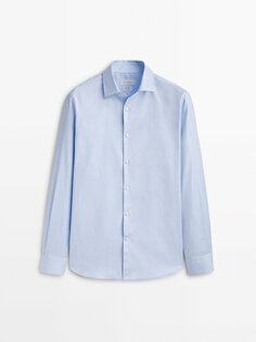 Рубашка узлого кроя текстурированной рубашки easy iron Massimo Dutti, небесно-синий