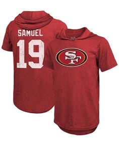 Мужская футболка с капюшоном deebo samuel scarlet san francisco 49ers с именем и номером tri-blend Fanatics