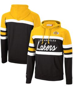 Мужская золотисто-черная толстовка с капюшоном los angeles lakers head coach pullover Mitchell &amp; Ness, мульти