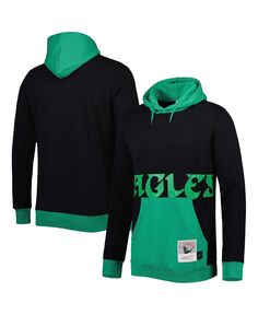 Мужская черная и темно-зеленая толстовка с капюшоном philadelphia eagles big and tall big face pullover Mitchell &amp; Ness, мульти